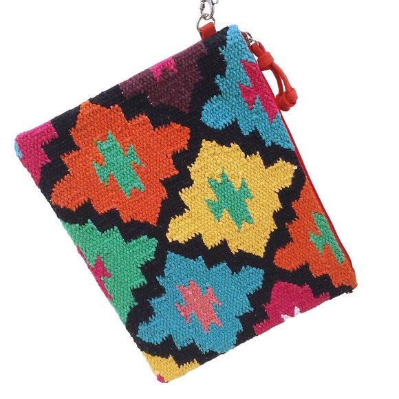 Grace & Lace Western Aztec Rug Tapestry Wristlet Clutch 11x9 Zipper - Picture 1 of 9